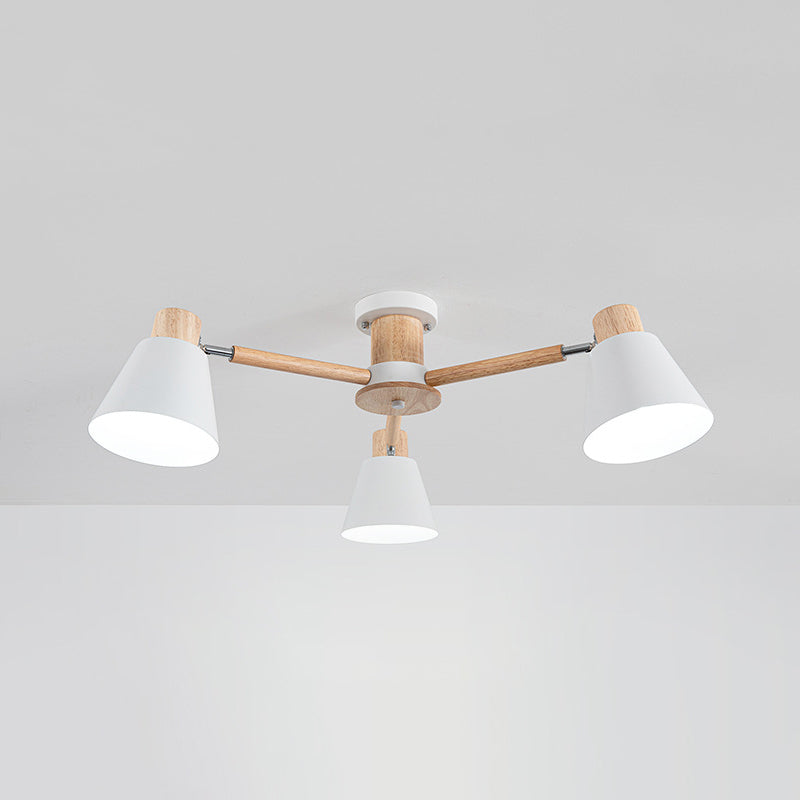 Multi Light Cone Hanging Pendant Modern Macaron Style Metal Hanging Lighting for Bedside