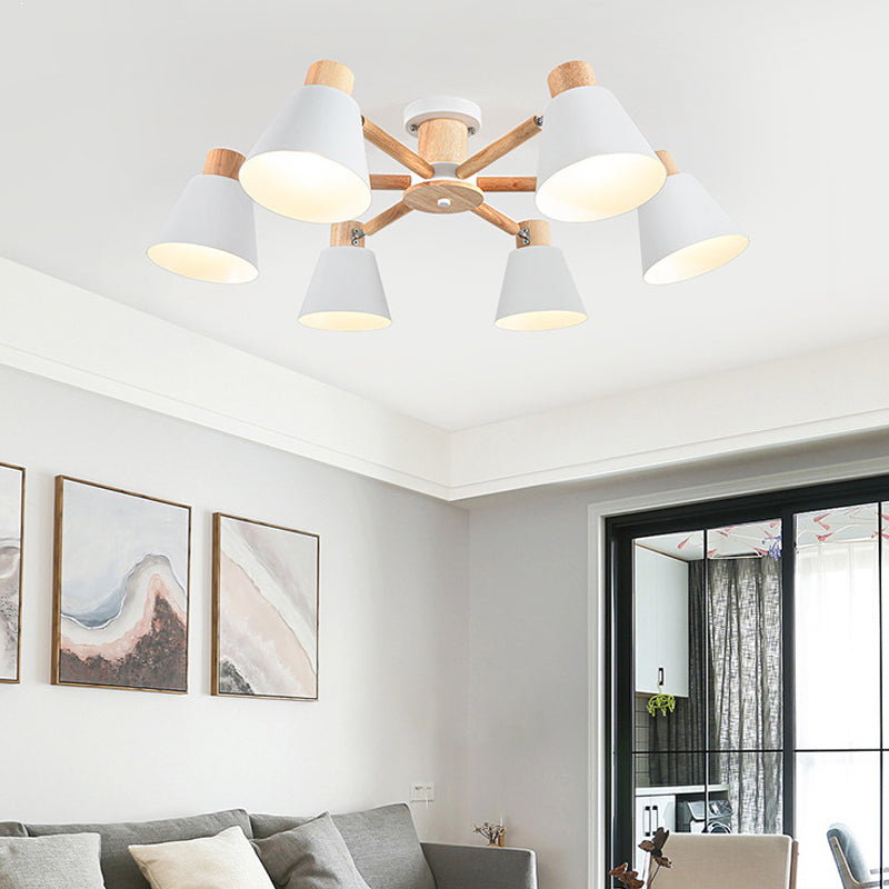 Multi Light Cone Hanging Pendant Modern Macaron Style Metal Hanging Lighting for Bedside