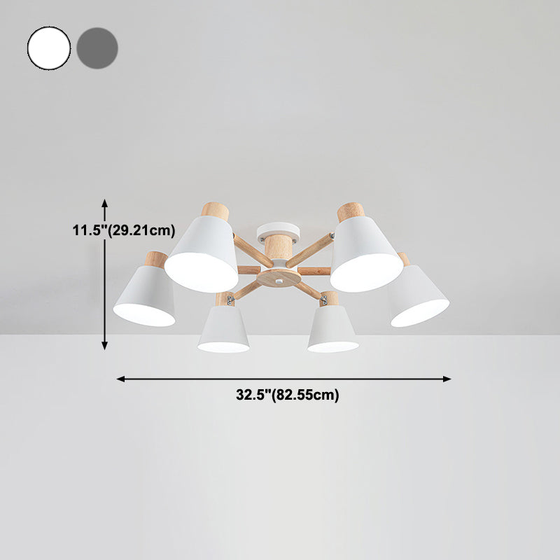 Multi Light Cone Hanging Pendant Modern Macaron Style Metal Hanging Lighting for Bedside