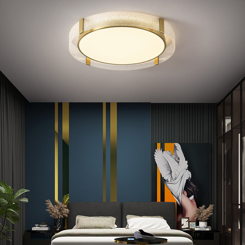 Geometry Shape Ceiling Lamp Modern Copper  Flush Mount with Glass Lampshade for Bedroom