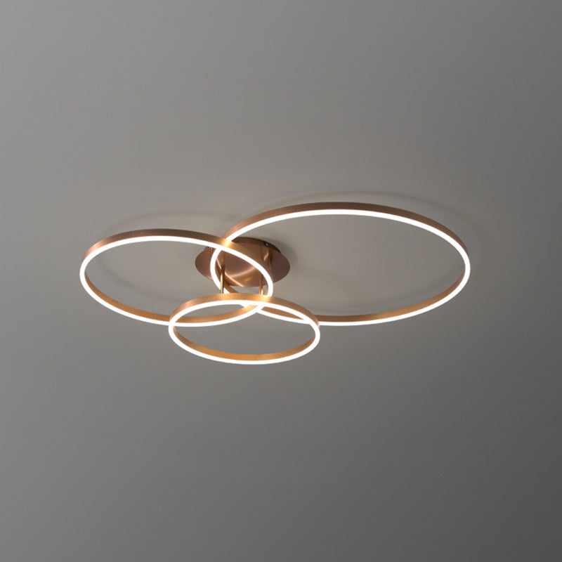 Contemporary Circular Flush Light Fixture Metal Flush Mount Lights in Brown