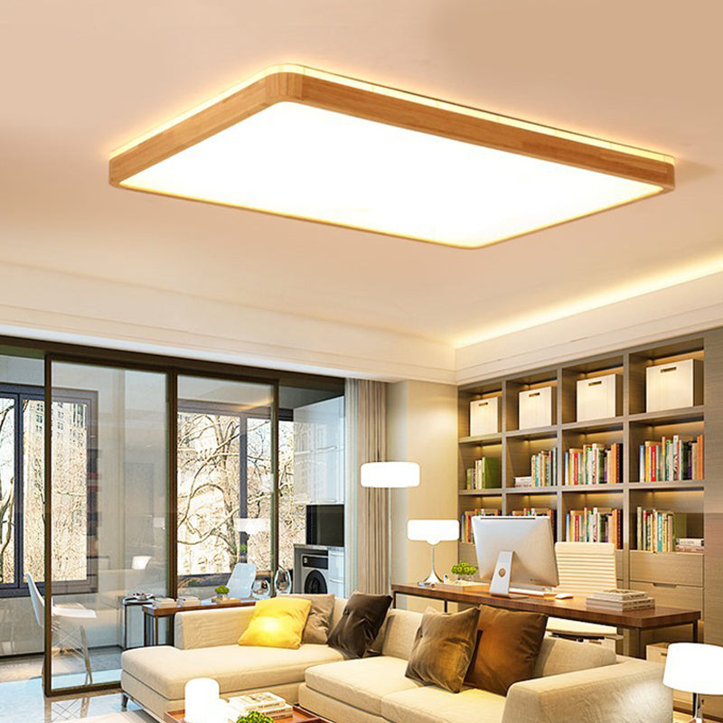 Geometry Shape LED Ceiling Lamp Modern Wood 1 Light Flush Mount for Dining Room Corridor