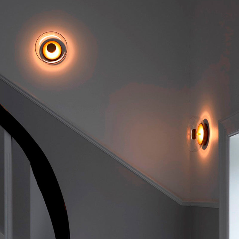 Glass Circular Wall Sconce Lights Modern Style 1 Light Wall Murd Mottes Lampes