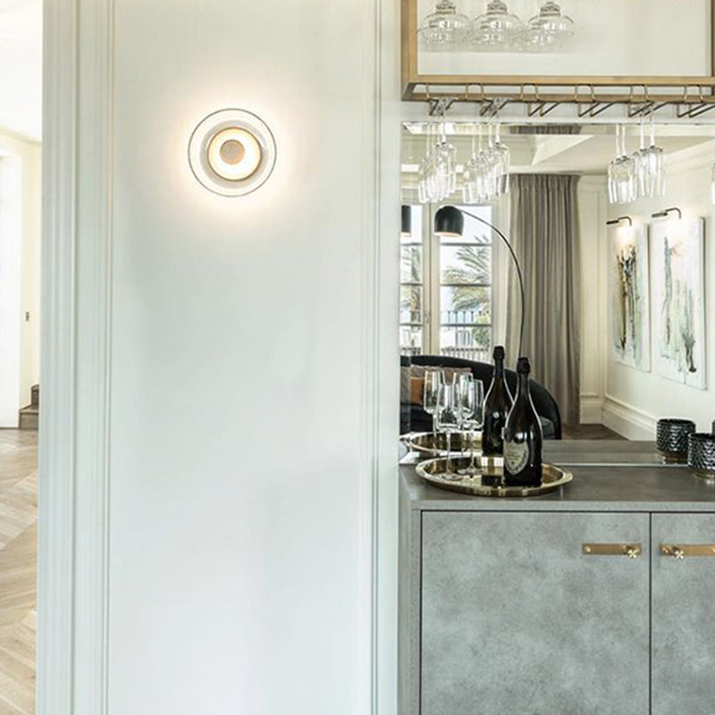 Glass Circular Wall Sconce Lights Modern Style 1 Light Wall Murd Mottes Lampes