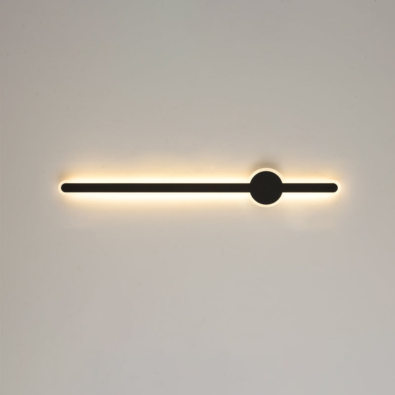 Forme linéaire Mur en métal Gamique de style moderne Lumière de mur de lumière unique en noir