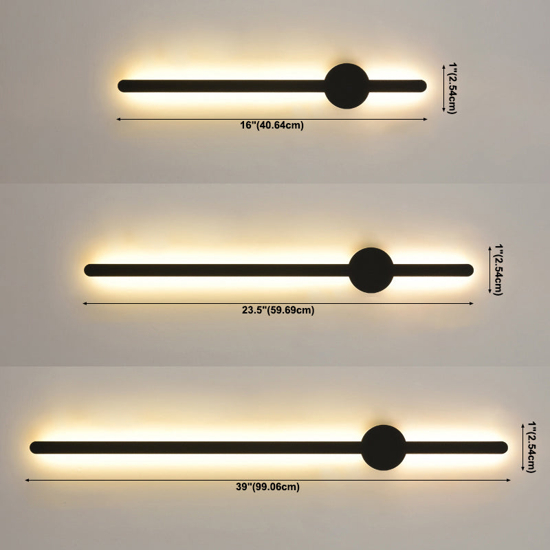 Forme linéaire Mur en métal Gamique de style moderne Lumière de mur de lumière unique en noir