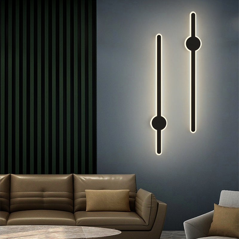 Forme linéaire Mur en métal Gamique de style moderne Lumière de mur de lumière unique en noir