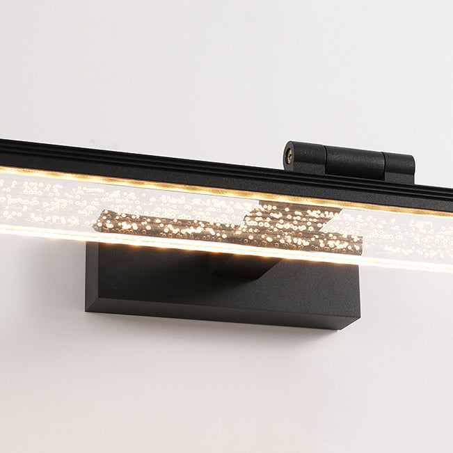 Linear Metal Wall Sconce Modern Style 1 Light Mirror Wall Mount Light Fixture in Black