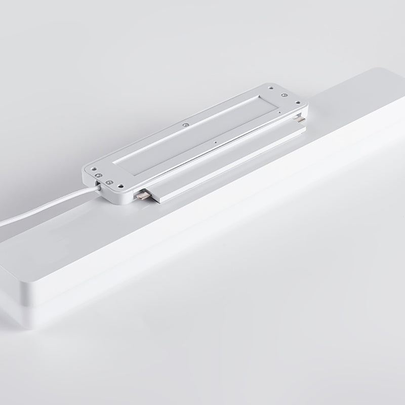 Linear Shape Metal Wall Sconce Modern 1 Light Mirror Wall Mount Light Fixture in White
