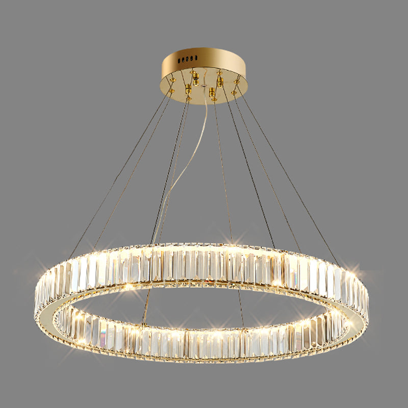 Round Shape Crystal Chandelier Modern Stainless Steel Down Lighting Pendant for Study