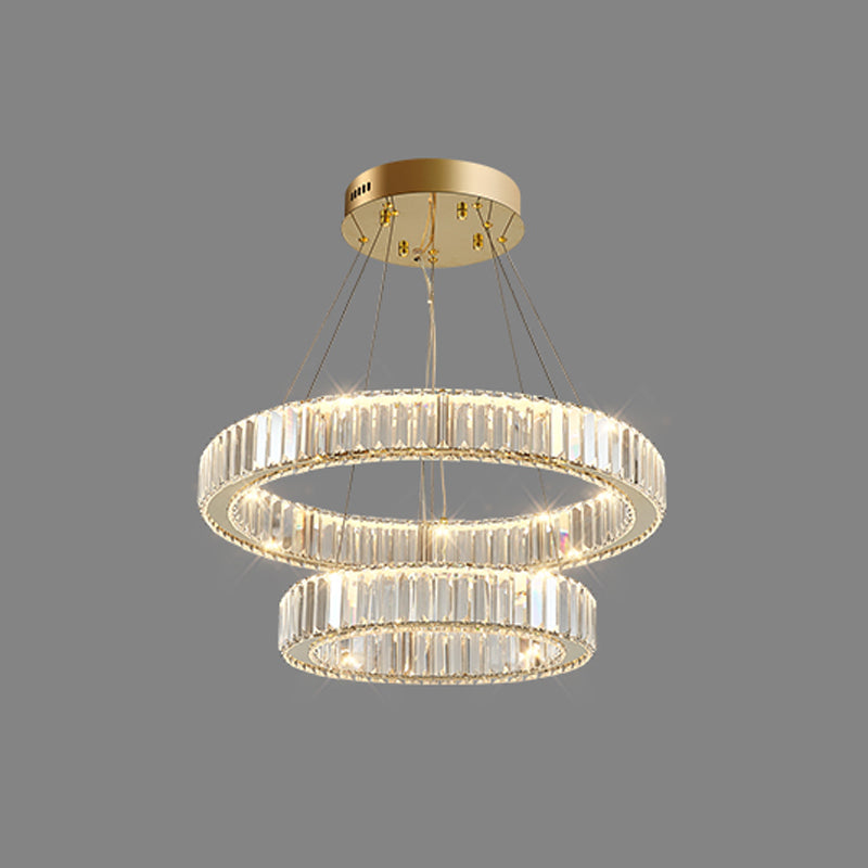 Round Shape Crystal Chandelier Modern Stainless Steel Down Lighting Pendant for Study