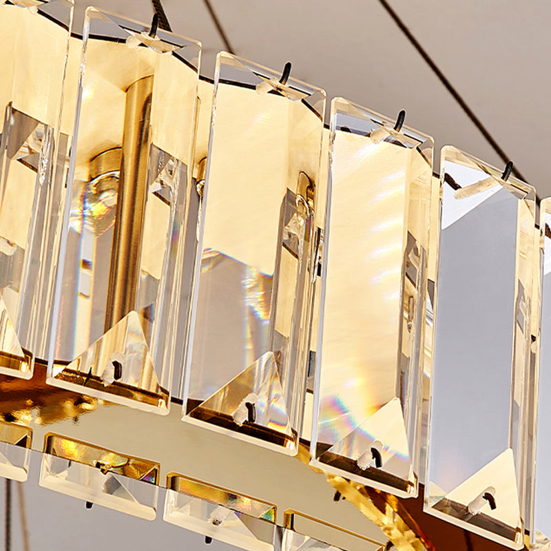 Round Shape Crystal Chandelier Modern Stainless Steel Down Lighting Pendant for Study