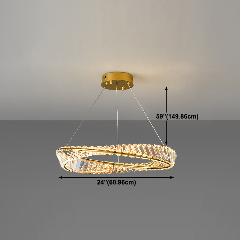 Round Shape Crystal Chandelier Modern Stainless Steel Down Lighting Pendant for Bedroom