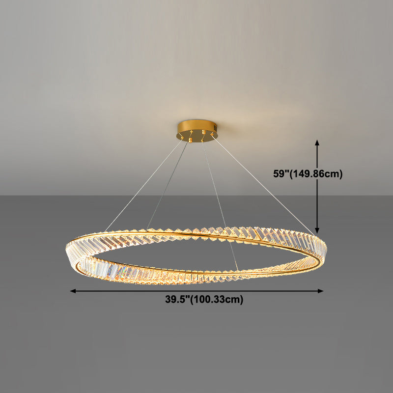 Round Shape Crystal Chandelier Modern Stainless Steel Down Lighting Pendant for Bedroom