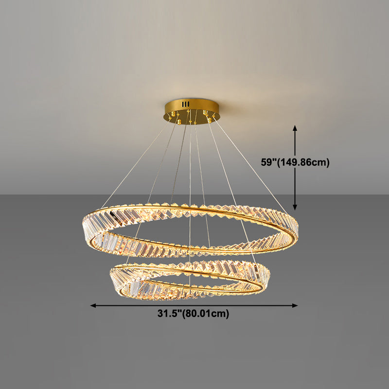 Round Shape Crystal Chandelier Modern Stainless Steel Down Lighting Pendant for Bedroom