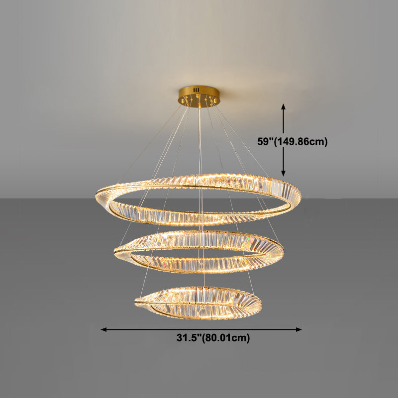 Round Shape Crystal Chandelier Modern Stainless Steel Down Lighting Pendant for Bedroom