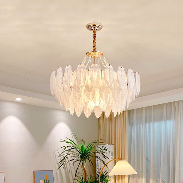 Costilla de iluminación moderna de lámpara de forma de pluma con pantalla de lámpara de vidrio para estudiar