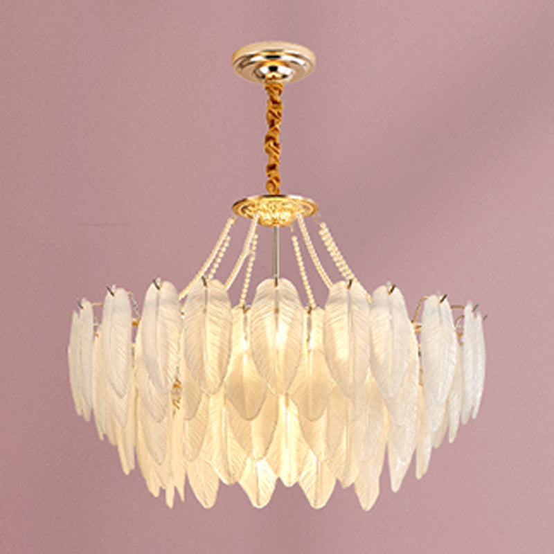 Costilla de iluminación moderna de lámpara de forma de pluma con pantalla de lámpara de vidrio para estudiar