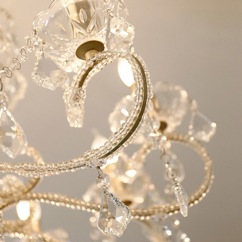 Traditional Hanging Ceiling Lights Gold Crystal Candle Hanging Pendant Lamp