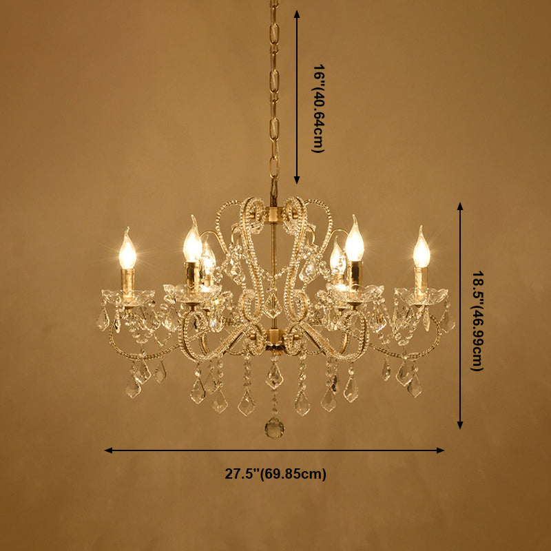 Traditional Hanging Ceiling Lights Gold Crystal Candle Hanging Pendant Lamp