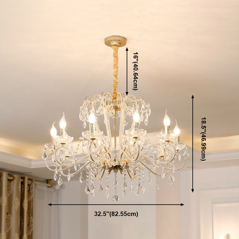 Traditional Hanging Ceiling Lights Gold Crystal Candle Hanging Pendant Lamp