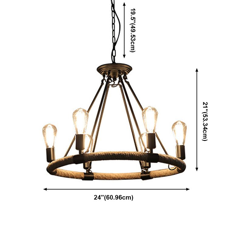 Industrial Hanging Lamp Kit Wheel Rope Pendant Lighting Fixtures for Bar