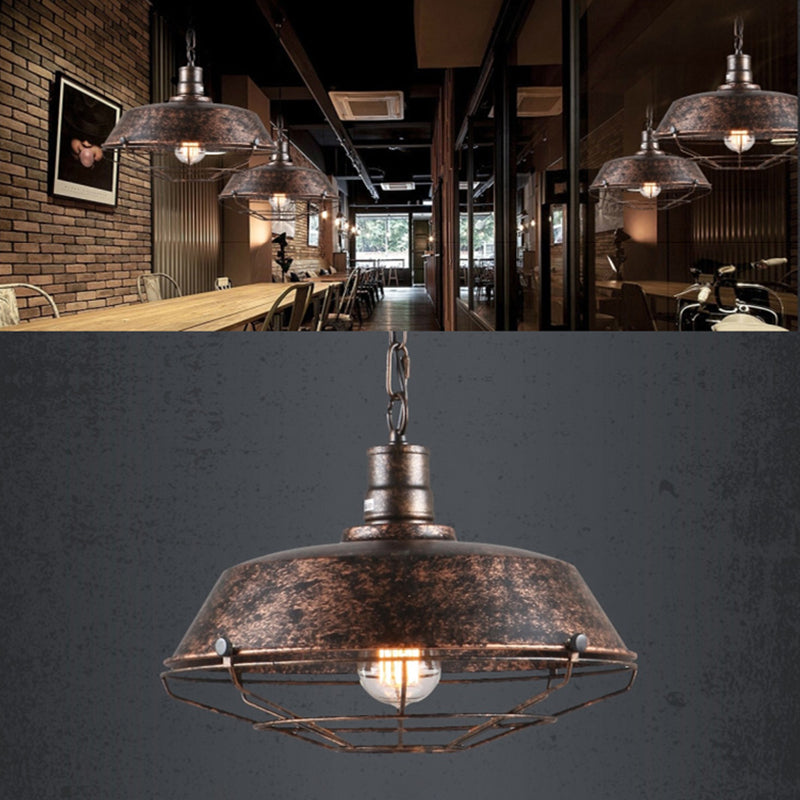 Luce a sospensione in ferro battuto a 1 luce vintage fienile a soffitto per la barra