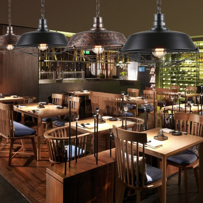 Wrought Iron Pendant Light 1-Light Vintage Barn Hanging Ceiling Light for Bar