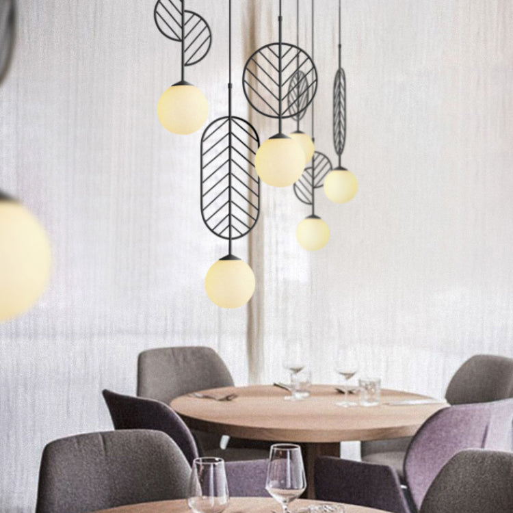 Créatif 1-Light Plafond pendentif feuille de verre clair lampe suspendue pour la salle à manger