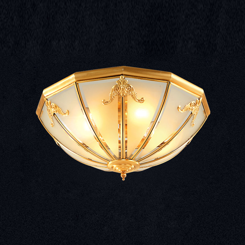 Glass Brass Flush Mount Light Bowl Shape Vintage Style Flush Mount Ceiling Light