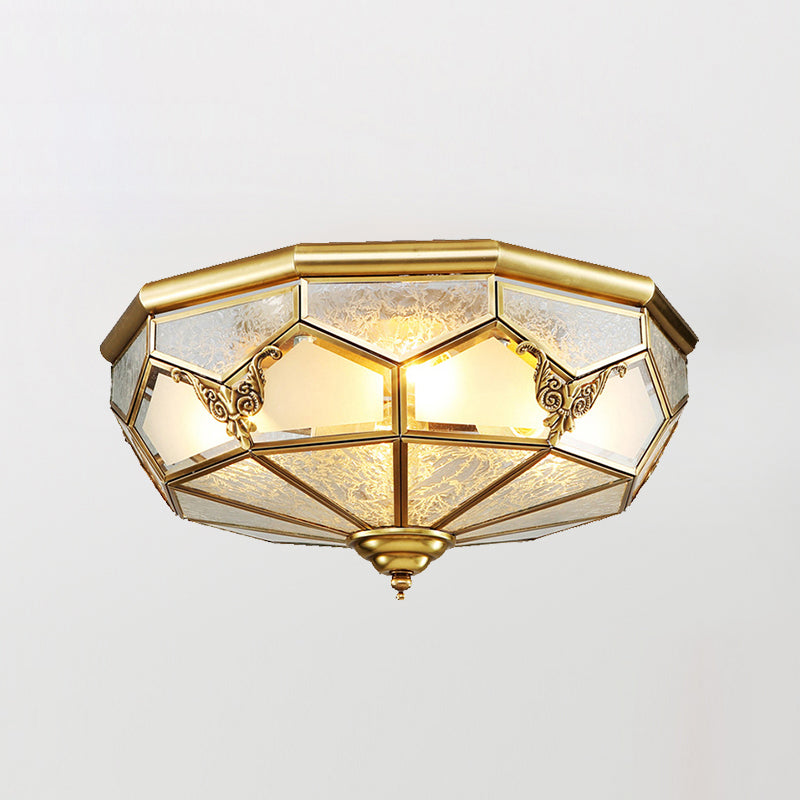 Glass Brass Flush Mount Light Bowl Shape Vintage Style Flush Mount Ceiling Light
