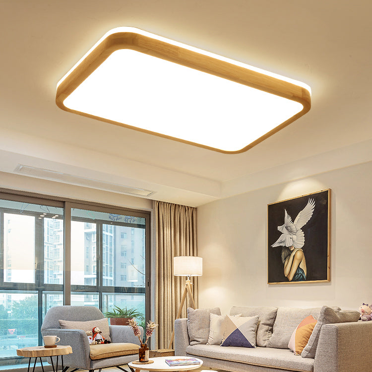 Geometry Wooden Flush Mount Ceiling Lighting Fixture Modern LED Ceiling Light for Bedroom