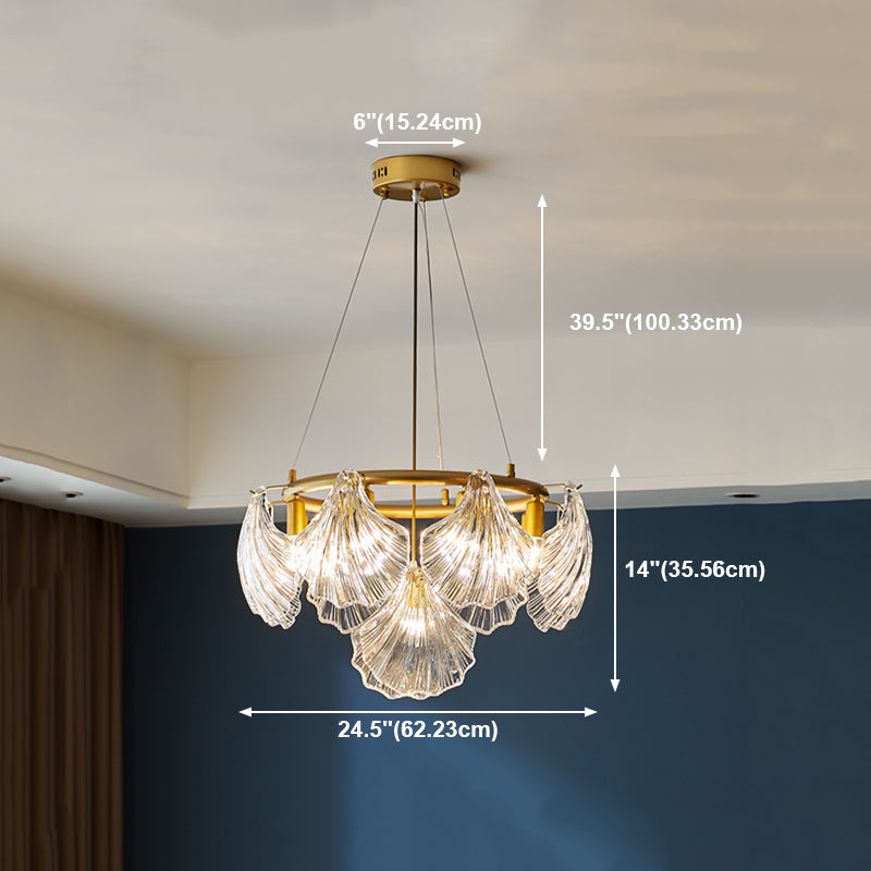 Modern Style Chandelier Lighting Fixtures Glass Metal Shell Shape Chandelier for Bedroom