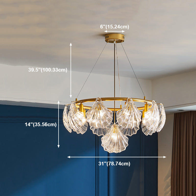 Modern Style Chandelier Lighting Fixtures Glass Metal Shell Shape Chandelier for Bedroom
