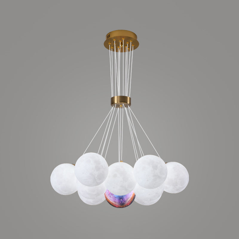 White Plastic Shade Chandelier Lighting Fixture Simple Pendant Light for Living Room