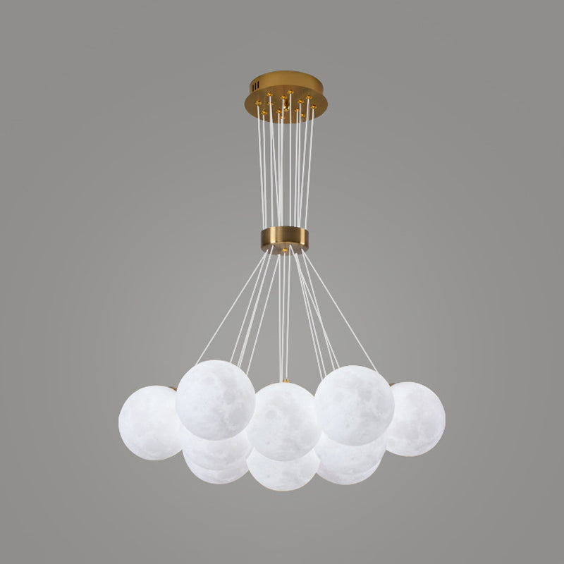 White Plastic Shade Chandelier Lighting Fixture Simple Pendant Light for Living Room