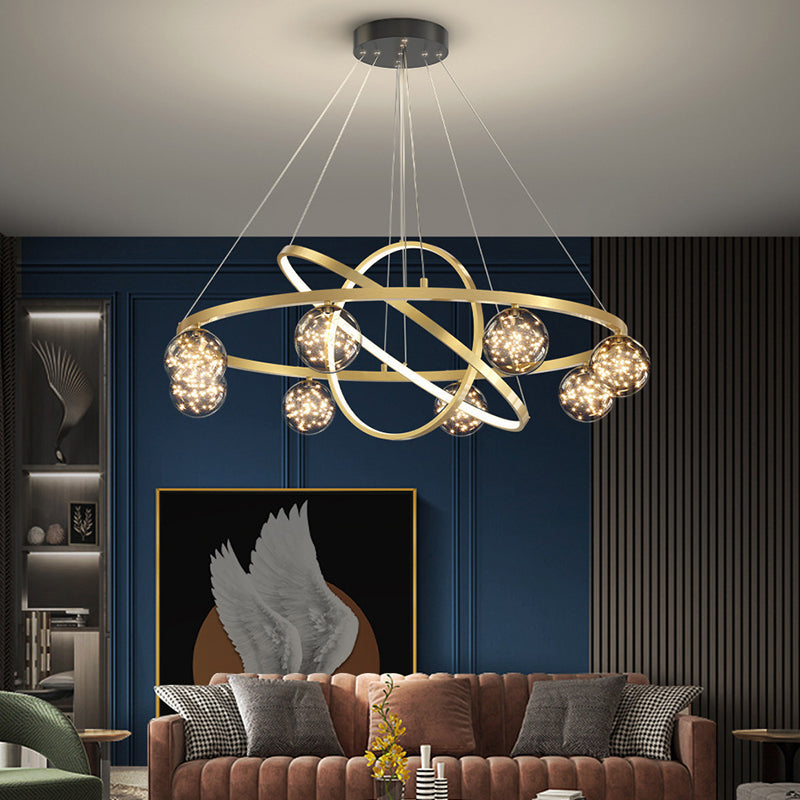 Contemporary Multi Light Glass Chandelier Light Fixtures Restaurant Hanging Chandelier