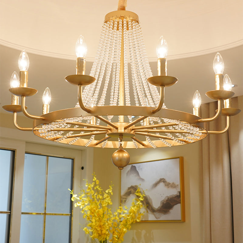 Candelabra Crystal Chandelier Lighting Fixture Countryside Living Room Pendant Light