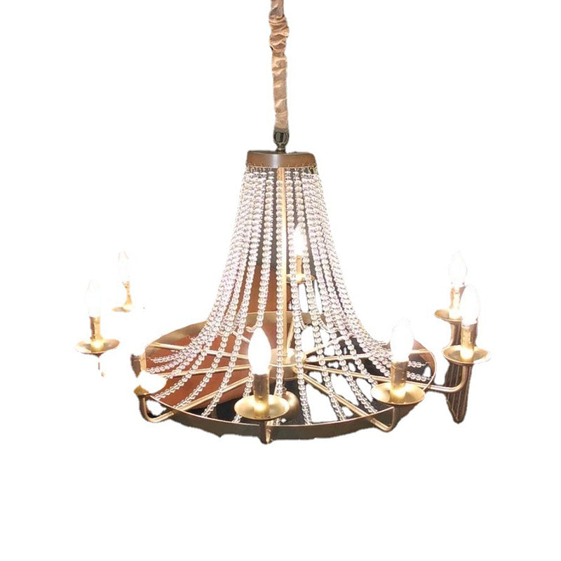 Candelabra Crystal Chandelier Lighting Fixture Countryside Living Room Pendant Light