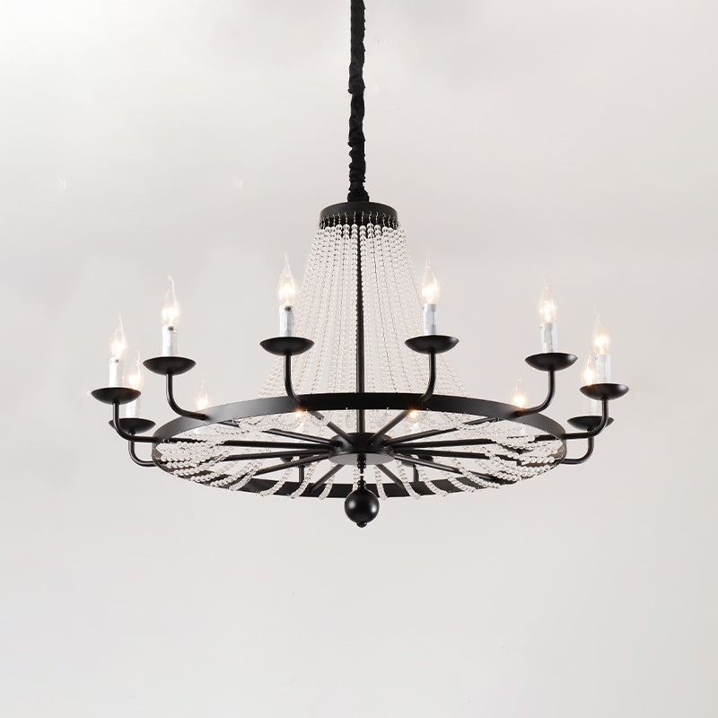 Candelabra Crystal Chandelier Lighting Fixture Countryside Living Room Pendant Light