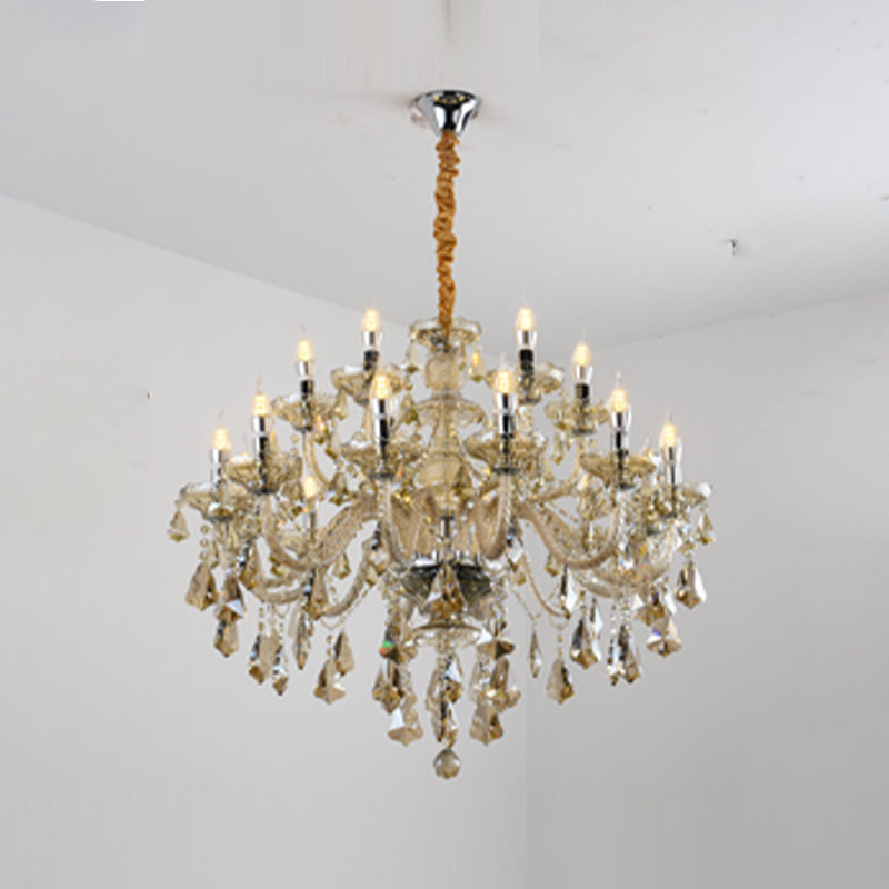 Candlestick Chandelier Light Fixture Crystal Glass Hanging Lamp for Living Room
