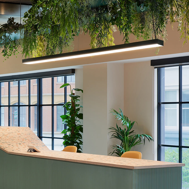 Schwarz Aluminium Island Leuchte Moderne 1-Licht-Büro-Hanglampe mit Plastikschatten