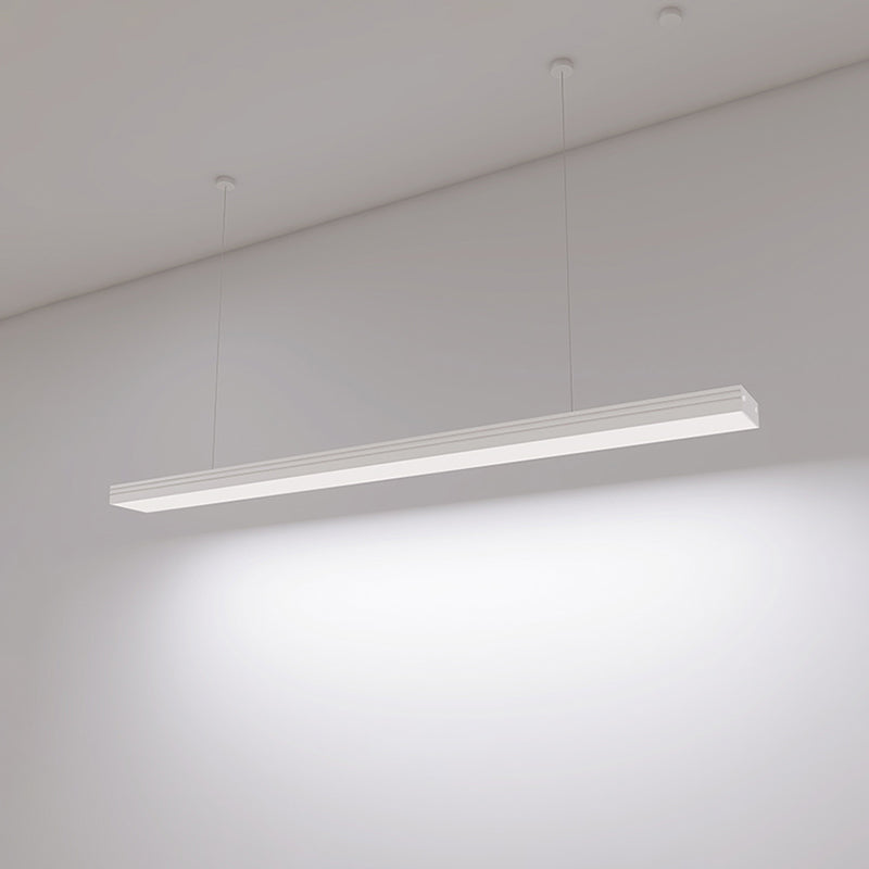 Black Aluminum Island Light Fixture Modern 1-Light Office Hanging Lamp with Plastic Shade