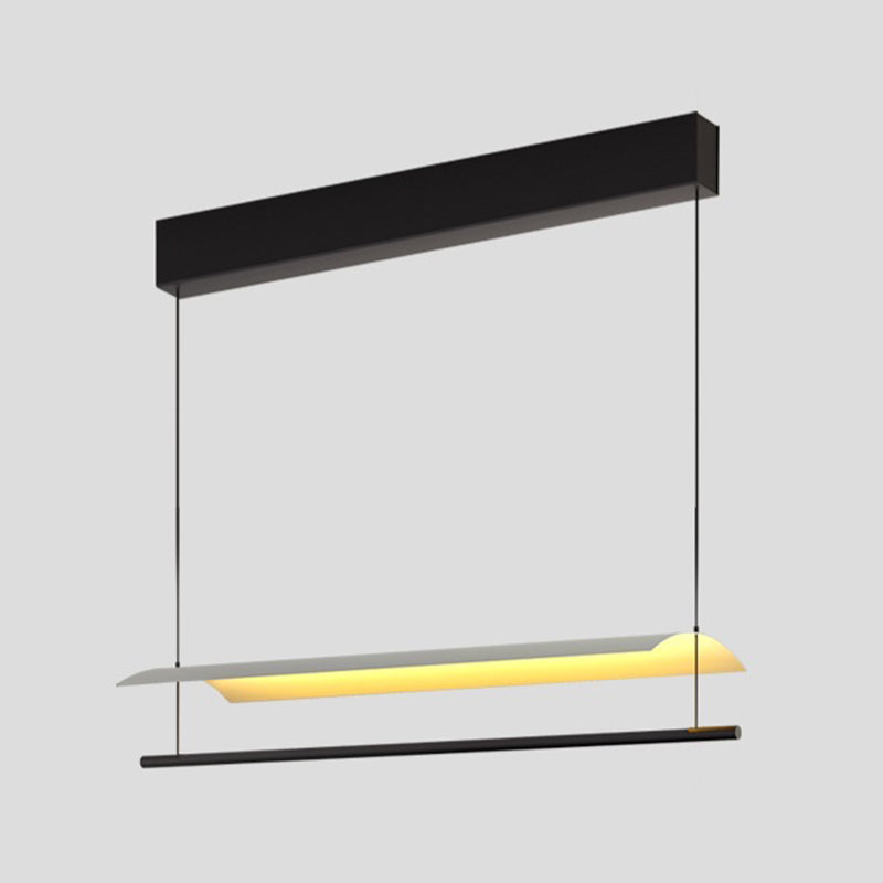 White Metal Island Light Fixture Modern 1-Light Geometry Restaurant LED Hanging Lamp