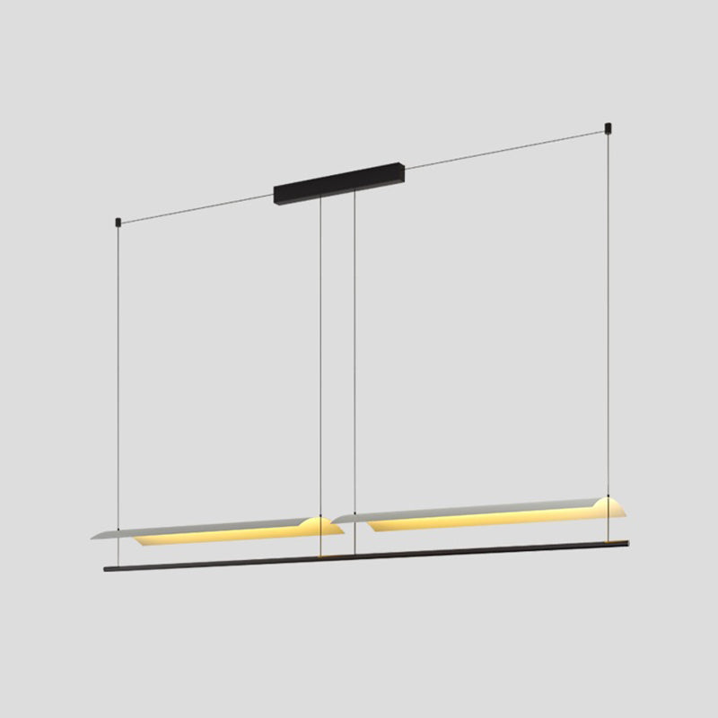 White Metal Island Light Fixture Modern 1-Light Geometry Restaurant LED Hanging Lamp