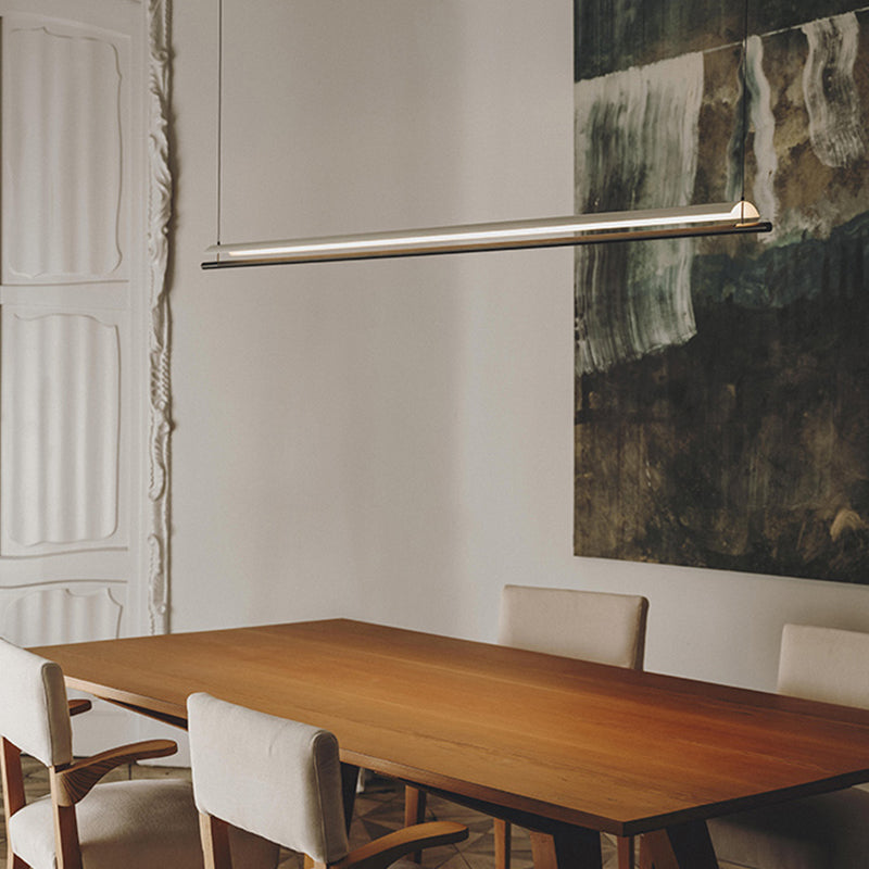 White Metal Island Light Fixture Modern 1-Light Geometry Restaurant LED Hanging Lamp
