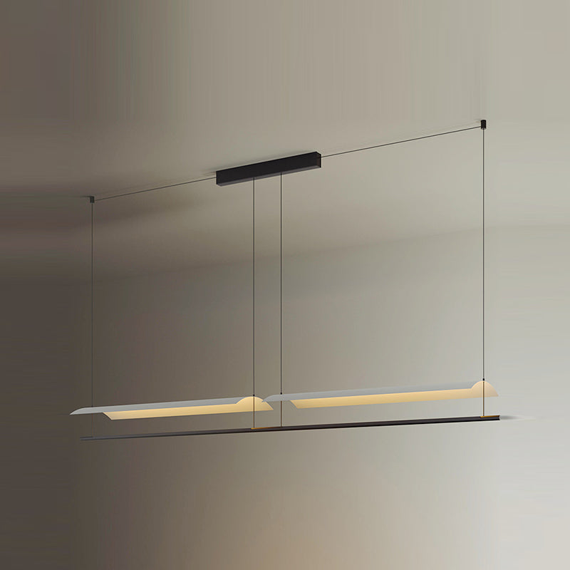 White Metal Island Light Fixture Modern 1-Light Geometry Restaurant LED Hanging Lamp