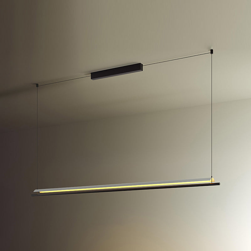 White Metal Island Light Fixture Modern 1-Light Geometry Restaurant LED Hanging Lamp