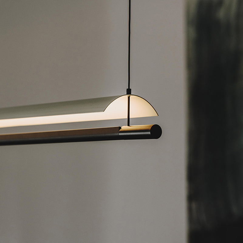White Metal Island Light Fixture Modern 1-Light Geometry Restaurant LED Hanging Lamp