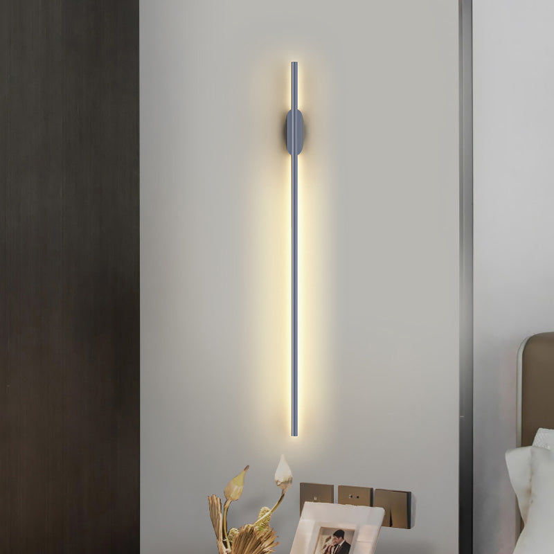 Zeitgenössische graue Wandleuchte gerade Form LED -Wandleuchten mit Metall für Schlafzimmer